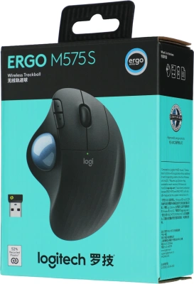 Трекбол Logitech M575S черный оптическая 2000dpi беспров. BT/Radio USB 4but (910-007035)