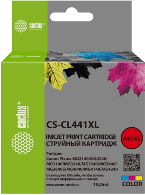 Картридж струйный Cactus CS-CL441XL CL-441XL многоцветный (400стр.) (18мл) для Canon Pixma GM2040/4040/GM2140/2240 с чипом