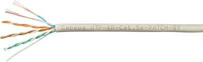 Кабель информационный Cabeus UTP-4P-CAT.5E-PATCH-GY кат.5E U/UTP 4 пары 24AWG PVC внутренний 305м серый