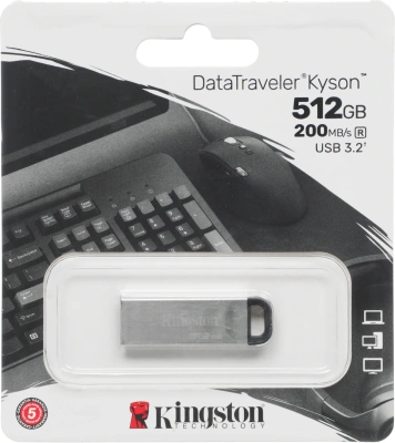 Флеш Диск Kingston 512GB DataTraveler Kyson DTKN/512GB USB3.0 серебристый/черный