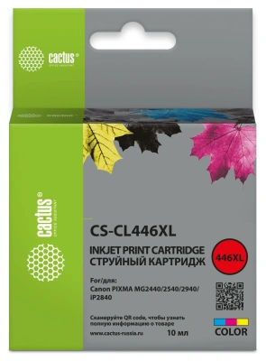 Картридж струйный Cactus CS-CL446XL CL-446XL многоцветный (300стр.) (16.5мл) для Canon PIXMA MG2440/2540/2940/iP2840 с чипом