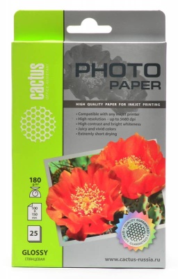 Фотобумага Cactus CS-GA618025 A6/180г/м2/25л./белый глянцевое для струйной печати