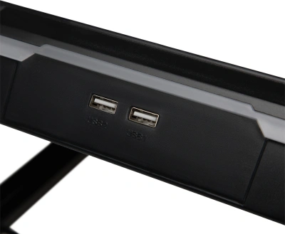 Подставка для ноутбука Digma D-NCP190-1x100RGB 19" 428x316x58мм 52дБ 2xUSB 1x 140ммFAN 1280г Fan-control металл/пластик черный