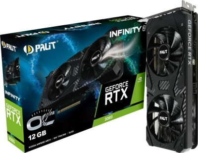 Видеокарта Palit PCI-E 4.0 PA-RTX3060 INFINITY 2 OC NVIDIA GeForce RTX 3060 12Gb 192bit GDDR6 1320/15000 HDMIx1 DPx3 HDCP Ret