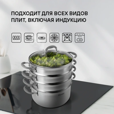 Кастрюля-пароварка Rondell RDS-1103 16.7л. d=26см (с крышкой) стальной