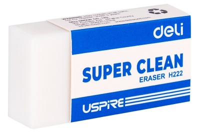 Ластик Deli EH222 Uspire прямоугольный 45х22.5х10.5мм белый индивидуальная картонная упаковка