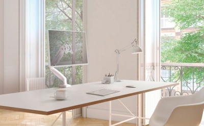 Кронштейн для мониторов Onkron G80W белый 13"-32" макс.8кг настольный поворот и наклон верт.перемещ.