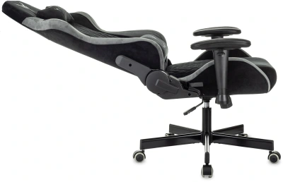 Кресло игровое Knight Regal Fabric черный/серый искусственная замша с подголов. крестов. металл