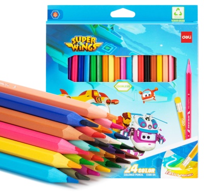 Карандаши цв. Deli EC126-24 Super Wings шестигран. пластик кор.европод. (24шт)