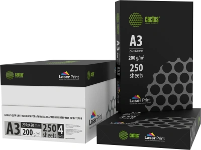 Бумага Cactus CS-LPA3200250 A3 марка A/200г/м2/250л./белый CIE170% для лазерной печати