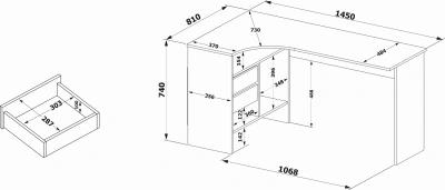 Стол для компьютера Сокол СПм-25 Л столешница ЛДСП венге (00-00015988)