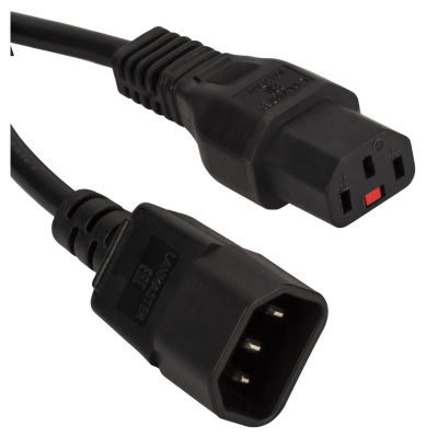 Шнур питания Lanmaster LAN-PP13L/14-1.0-BK C13-С14 проводник.:3x0.75мм2 1м 220В черный