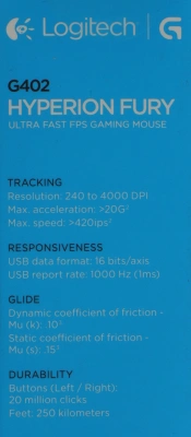 Мышь Logitech Hyperion Fury G402 черный оптическая 4000dpi USB 7but (910-004070)