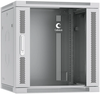 Шкаф коммутационный Cabeus (SH-05F-12U60/60-R) настенный 12U 600x600мм пер.дв.стекл 50кг RAL 7035 550мм 29кг 220град. 635мм IP20 сталь