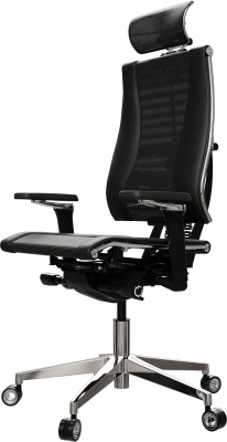 Кресло руководителя эргономичное Метта Yoga 4DF B2-14D - YM93+Infinity черный сиденье черный сет./экокожа с подголов. крестов. алюминий хром