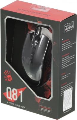 Мышь A4Tech Bloody Q81 Curve черный оптическая 3200dpi USB 7but (Q81)