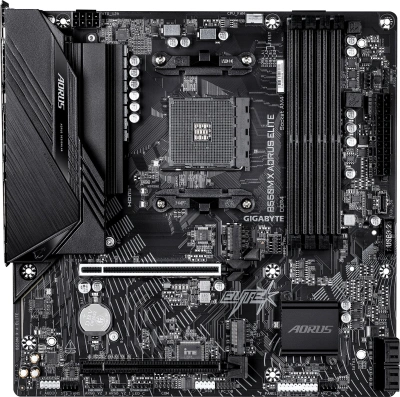 Материнская плата Gigabyte B550M X A ELITE Soc-AM4 AMD B550 4xDDR4 mATX AC`97 8ch(7.1) 2.5Gg RAID+HDMI+DP