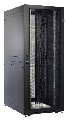 Шкаф серверный ЦМО (ШТК-СП-48.8.10-44АА-9005) напольный 48U 800x1000мм пер.дв.перфор. 4 бок.пан. задн.дв.перфор. 1350кг черный 690мм 161кг 180град. 2215мм