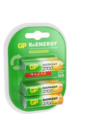 Аккумулятор GP 270AAHC4/2RGY-2CRCB6 AA NiMH 2700mAh (6шт) блистер