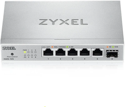 Коммутатор Zyxel XMG-105-ZZ0101F (L2) 5x2.5Гбит/с 1SFP+ неуправляемый