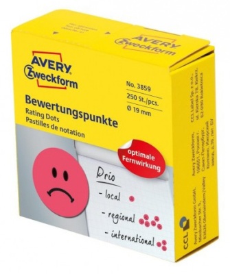 Этикетки Avery Zweckform 3859 250шт на листе диаметр 19мм/70г/м2/красный самоклей. универсальная
