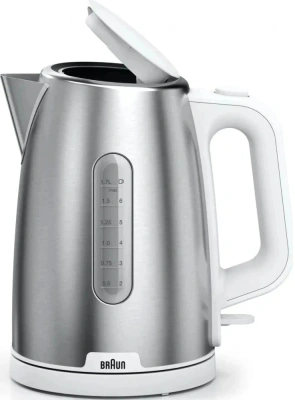 Чайник электрический Braun WK1500WH 1.7л. 2200Вт сталь/белый корпус: металл/пластик