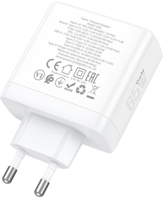 Сетевое зар./устр. Hoco N30 Glory 25W 3.25A+3A+1.5A (PD+QC) универсальное белый (84155)