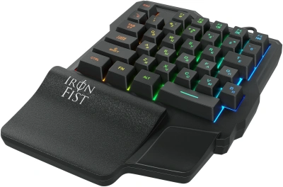 Игровой блок Оклик 701G IRON FIST черный USB for gamer LED (подставка для запястий) (1196590) кабель 1.8м