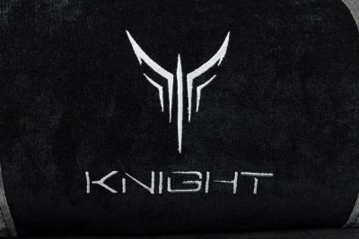 Кресло игровое Knight Flame черный/серый с подголов. крестов. пластик