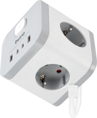 Сетевой удлинитель Buro BU-PC3.1UС-W 1.5м (3 розетки) белый (коробка)