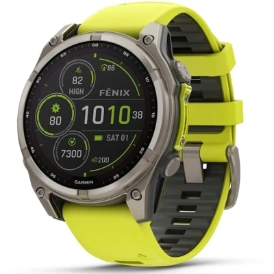 Смарт-часы Garmin Fenix 8 Solar 51мм 1.4" MIP корп.серебристый рем.желтый (010-02907-21)
