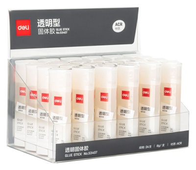 Клей-карандаш Deli 53407 8гр полимерная смесь дисплей пластиковый