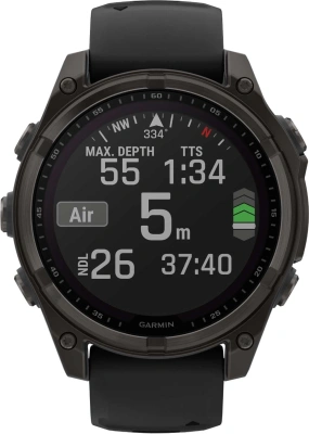 Смарт-часы Garmin Fenix 8 Solar Sapphire 47мм 1.3" корп.серый рем.черный (010-02906-11)