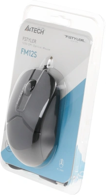 Мышь A4Tech Fstyler FM12S черный оптическая 1200dpi silent USB 3but (FM12S BLACK)