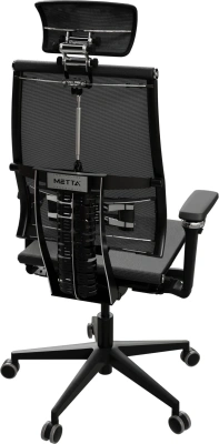 Кресло руководителя эргономичное Метта Yoga Spine Black Edition черный сиденье черный сетка с подголов. крестов.5-луч. металл хром