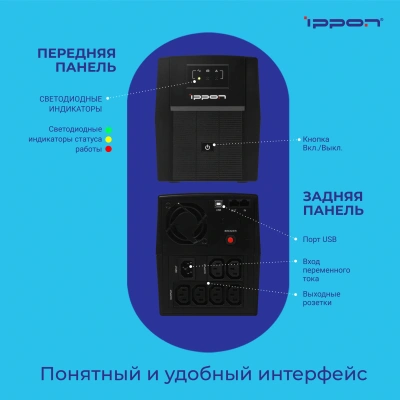 Источник бесперебойного питания Ippon Back Basic 1500 900Вт 1500ВА черный
