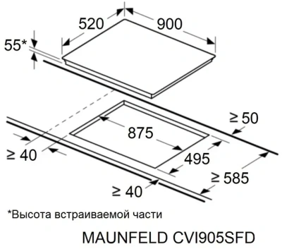 Индукционная варочная поверхность Maunfeld CVI905SFDGR графитовый