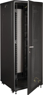 Шкаф серверный Lanmaster (TWT-CBB-42U-8X10-P1) напольный 42U 800x1000мм пер.дв.перфор. задн.дв.перфор.2-хст. 2 бок.пан. 800кг черный