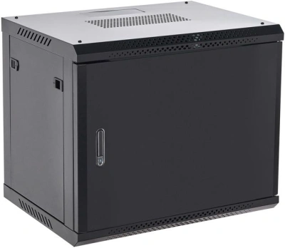 Шкаф коммутационный Rexant (04-0954-122) настенный 9U 400x542мм пер.дв.металл черный металл