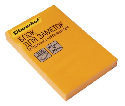 Блок самоклеящийся бумажный Silwerhof 682160-07 51x76мм 100лист. 75г/м2 неон оранжевый