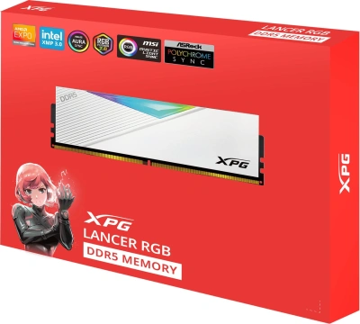 Память DDR5 2x16GB 6400MHz A-Data AX5U6400C3216G-DCLARWH XPG Lancer RGB RTL Gaming PC5-51200 CL32 DIMM UDIMM 288-pin 1.35В kit dual rank с радиатором Ret