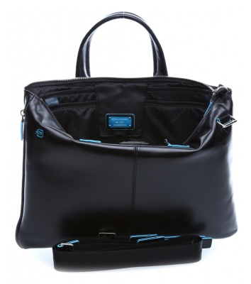 Деловая сумка Piquadro Blue Square CA4021B2/N с отделением для ноутбука 15.6" черная натур.кожа