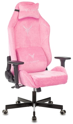 Кресло игровое Knight N1 Fabric розовый Velvet 36 с подголов. крестов. металл