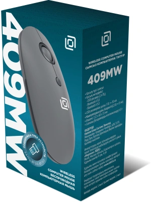 Мышь Оклик 409MW графитовый оптическая 1600dpi silent беспров. BT/Radio USB для ноутбука 4but (2007545)