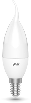 Лампа светодиодная Gauss Basic 1034116 5.5Вт цок.:E14 свеча 180B св.свеч.бел.теп. (упак.:10шт)