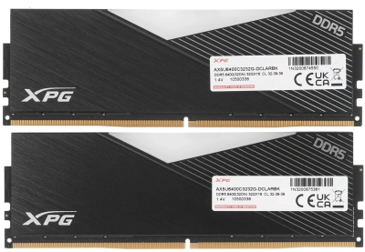 Память DDR5 2x32GB 6400MHz A-Data AX5U6400C3232G-DCLARBK XPG Lancer RGB RTL Gaming PC5-51200 CL32 DIMM UDIMM 288-pin 1.35В kit dual rank с радиатором Ret