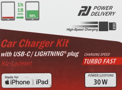 Автомобильное зар./устр. Hama H-183317 30W 3A (PD) USB Type-C для Apple белый (00183317)