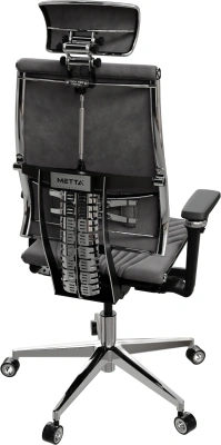 Кресло руководителя эргономичное Метта Yoga 4DF B2-12D - GoyaLE темно-серый сиденье темно-серый велюр с подголов. крестов.5-луч. металл хром