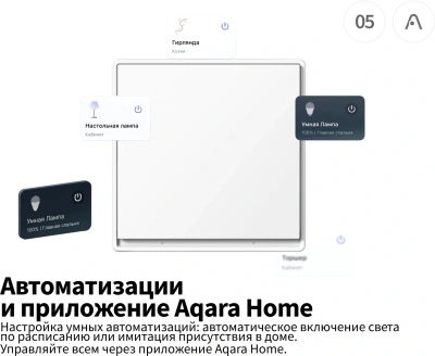 Умный выключатель Aqara Е1 1-нокл. с нейтралью белый (QBKG40LM)