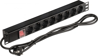 Блок распределения питания Lanmaster NM-PD16A-8XSH+S-2.0 гор.размещ. 8xSchuko базовые 16A Schuko 2м